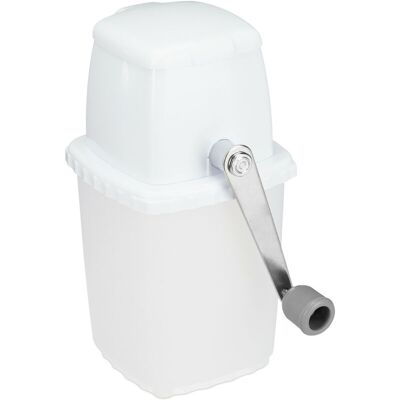 Relaxdays ice crusher, manual ice grinder, with hand crank, bar accessories, crushed ice for cocktails, long drinks, white/grey Relaxdays ice crusher, manual ice grinder, with hand crank, bar accessories, crushed ice for cocktails, long drinks, white/grey