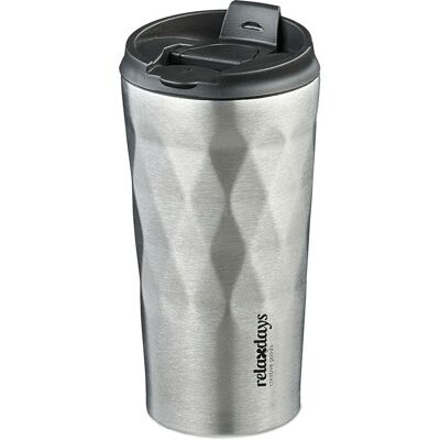 Insulated Mug, 350 ml, for Hot & Cold Drinks, Thermal Travel Flask, Coffee Cup, Stainless Steel, Silver/Black - Relaxdays Insulated Mug, 350 ml, for Hot & Cold Drinks, Thermal Travel Flask, Coffee Cup, Stainless Steel, Silver/Black - Relaxdays