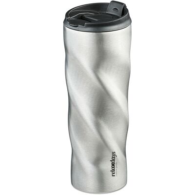 Insulated Mug, 500 ml, for Hot & Cold Drinks, Thermal Travel Flask, Coffee Cup, Stainless Steel, Silver/Black - Relaxdays Insulated Mug, 500 ml, for Hot & Cold Drinks, Thermal Travel Flask, Coffee Cup, Stainless Steel, Silver/Black - Relaxdays