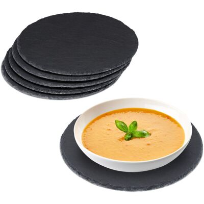RELAXDAYS 24 x round slate plates, 25 cm diameter, serving & labelling plates, buffet, slate serving platters, anthracite RELAXDAYS 24 x round slate plates, 25 cm diameter, serving & labelling plates, buffet, slate serving platters, anthracite