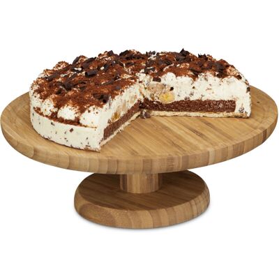 RELAXDAYS 2x Round Cake Stand, 33 cm, Bamboo, with Pedestal Foot, Size: ca 11.5 x 33 cm, Natural Brown RELAXDAYS 2x Round Cake Stand, 33 cm, Bamboo, with Pedestal Foot, Size: ca 11.5 x 33 cm, Natural Brown