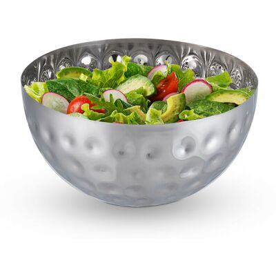 Serving Bowl, Hammered Design, Stainless Steel, Round, for Salad & Snacks, ø 25 cm, Baking & Mixing, Silver - Relaxdays Serving Bowl, Hammered Design, Stainless Steel, Round, for Salad & Snacks, ø 25 cm, Baking & Mixing, Silver - Relaxdays