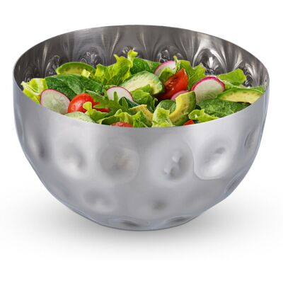 Relaxdays - Set of 4 Serving Bowls, Hammered Design, Stainless Steel, Salad & Snacks, Baking & Mixing, 8.5 x 15cm, Silver Relaxdays - Set of 4 Serving Bowls, Hammered Design, Stainless Steel, Salad & Snacks, Baking & Mixing, 8.5 x 15cm, Silver