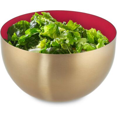 Serving Bowl, Stainless Steel, 1 Litre, Round, Metal, for Salad & Snacks, Baking & Mixing, ø 15 cm, Red/Gold - Relaxdays Serving Bowl, Stainless Steel, 1 Litre, Round, Metal, for Salad & Snacks, Baking & Mixing, ø 15 cm, Red/Gold - Relaxdays