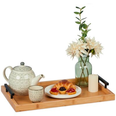 Relaxdays Serving Tray, Breakfast in Bed Tablet, with Rim, Natural Bamboo, Snacks, Coffee & Tea, HWD: 7x50x30cm, Brown Relaxdays Serving Tray, Breakfast in Bed Tablet, with Rim, Natural Bamboo, Snacks, Coffee & Tea, HWD: 7x50x30cm, Brown