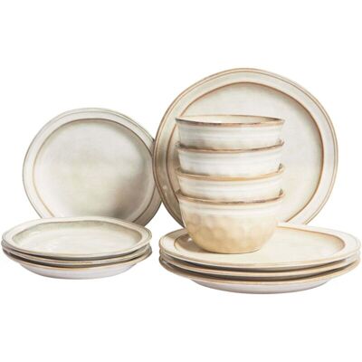 Beliani Dishware Set - Unique Handcrafted 12-Piece Durable Stoneware - Dishware Set Beliani Dishware Set - Unique Handcrafted 12-Piece Durable Stoneware - Dishware Set