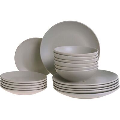 BELIANI Set of 18 Pieces Grey Stoneware Handmade Color Glaze Finish Service for 6 People Kitchen Dining Room VIVANI BELIANI Set of 18 Pieces Grey Stoneware Handmade Color Glaze Finish Service for 6 People Kitchen Dining Room VIVANI