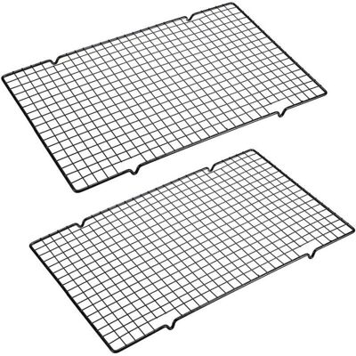 TEHTUY Set of 2 baking cooling racks, 25.4 x 40.6 cm, oven-safe non-stick wire cooling rack for roasting and baking TEHTUY Set of 2 baking cooling racks, 25.4 x 40.6 cm, oven-safe non-stick wire cooling rack for roasting and baking