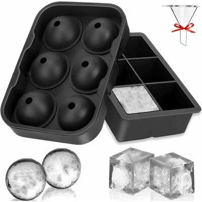 Héloise - Set of 2 Silicone Ice Cube Trays with Lid and Large Square Ice Cube Tray for Frozen Drinks, Whiskey and Cocktails, lfgb Certified and bpa Héloise - Set of 2 Silicone Ice Cube Trays with Lid and Large Square Ice Cube Tray for Frozen Drinks, Whiskey and Cocktails, lfgb Certified and bpa