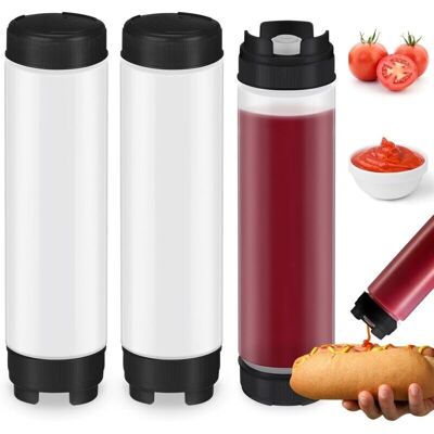 SNQ Set of 3 flexible 473ml bottles with refillable nozzles, for condiments and sauces (black) SNQ Set of 3 flexible 473ml bottles with refillable nozzles, for condiments and sauces (black)