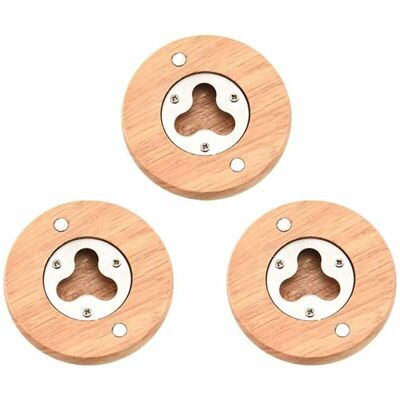 HÉLOISE Set of 3 Wooden and Stainless Steel Bottle Openers for Home, Bar (Khaki) HÉLOISE Set of 3 Wooden and Stainless Steel Bottle Openers for Home, Bar (Khaki)