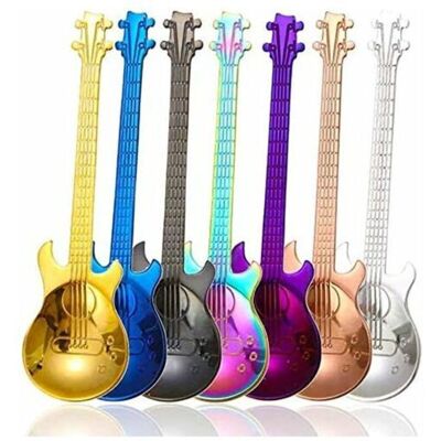 LUNE Set of 7 colorful stainless steel guitar teaspoons LUNE Set of 7 colorful stainless steel guitar teaspoons