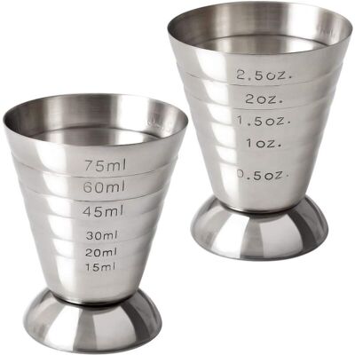IKODM Stainless Steel Cocktail Jiggers, 2.5 oz, 75 ml, 5 Tablespoons, 2 Pack IKODM Stainless Steel Cocktail Jiggers, 2.5 oz, 75 ml, 5 Tablespoons, 2 Pack
