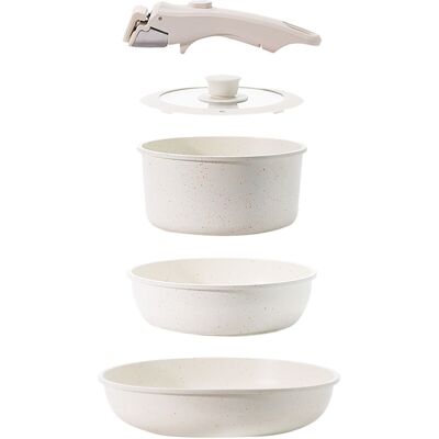 Toque 5PCS Cookware Set Non-Stick Pots and Sauce Pans Set with Detachable Handle Toque 5PCS Cookware Set Non-Stick Pots and Sauce Pans Set with Detachable Handle