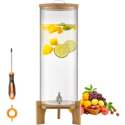 VEVOR Beverage Dispenser, 13L Drink Dispensers for Parties, Glass Juice Dispenser with Wood Stand, Stainless Steel Spigot, Iced Tea Lemonade Juice VEVOR Beverage Dispenser, 13L Drink Dispensers for Parties, Glass Juice Dispenser with Wood Stand, Stainless Steel Spigot, Iced Tea Lemonade Juice