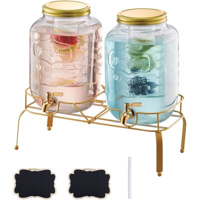 VEVOR Beverage Dispenser, 2 Pack 8L Drink Dispensers for Parties, Glass Juice Dispenser with Metal Stand, Stainless Steel Spigot, Infuser, Iced Tea VEVOR Beverage Dispenser, 2 Pack 8L Drink Dispensers for Parties, Glass Juice Dispenser with Metal Stand, Stainless Steel Spigot, Infuser, Iced Tea