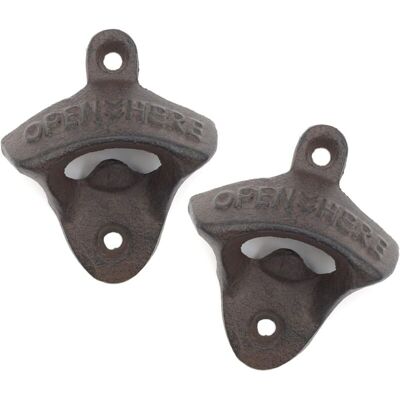 IKODM Wall Mounted Bottle Opener, 2 Pack Vintage Style Cast Iron Beer Bottle Opener IKODM Wall Mounted Bottle Opener, 2 Pack Vintage Style Cast Iron Beer Bottle Opener