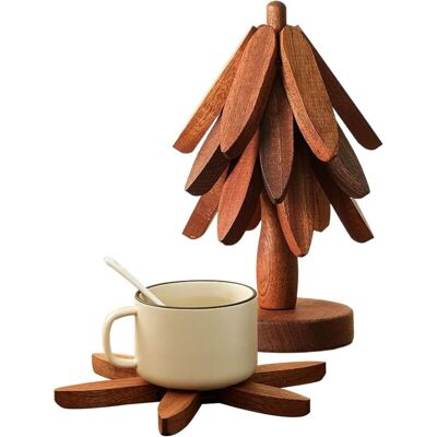 BASETBL Wooden tree trivet, non-slip coaster set for table or kitchen BASETBL Wooden tree trivet, non-slip coaster set for table or kitchen