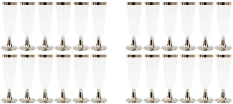 TLILY 2X Wedding Champagne Flute Disposable Plastic Cup Glass Drinking Utensils for Party-Silver