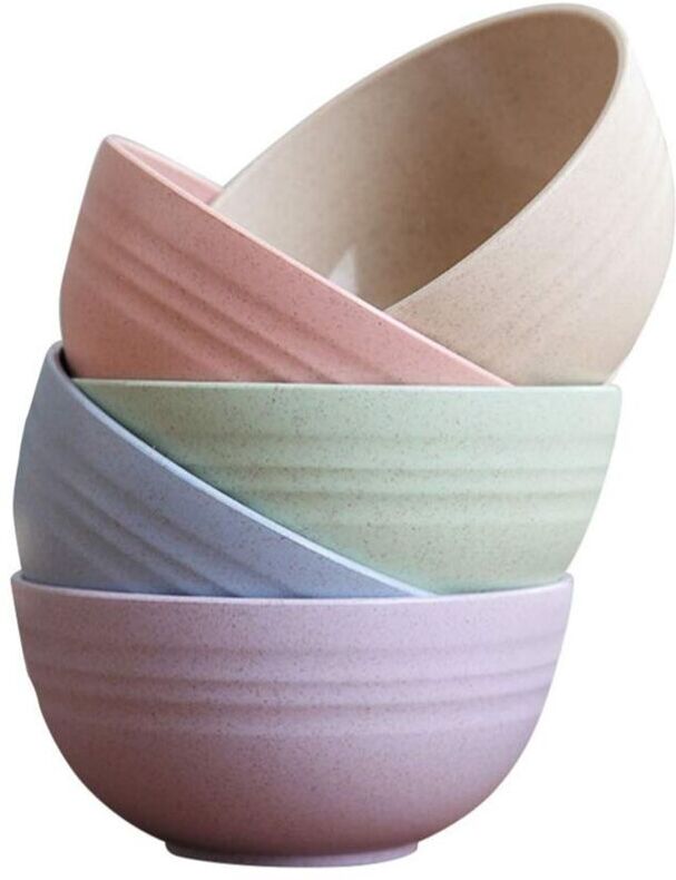 TLILY 5 pcs 12cm Cereal Bowls Wheat Straw Unbreakable Reusable Bowlad Bowl Soup Noodle Container Mixing