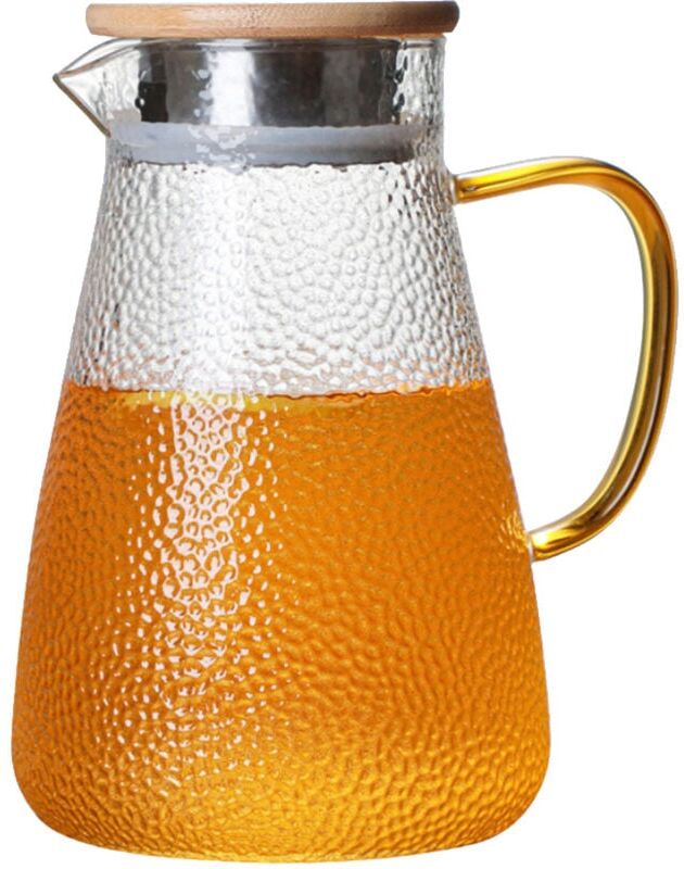 TLILY Glass Cold Water Kettle,Iced Fruit Juice Tea Water Jug,Glass Pitcher Water Carafe with Handle,Cold Water Pitcher,1500ml