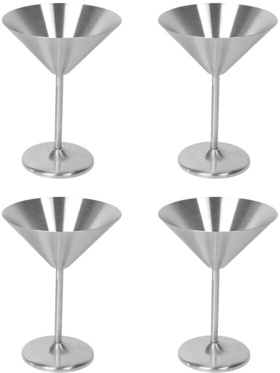 TLILY Stainless Steel Glasses Set of 4, 8 Oz Metal Cocktail Glasses, Unbreakable, , Mirror Polished Finish