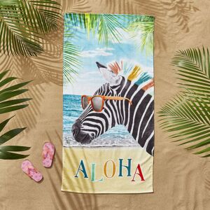 Catherine Lansfield - Aloha Zebra 100% Cotton Beach Towel, Blue