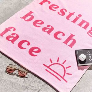 Resting Beach Face 100% Cotton Beach Towel, Pink - Sassy B