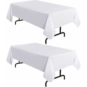 PESCE 2 Pack Beige Tablecloth 60 x 84 Inch, Rectangle 4 Feet Table Cloth - Stain and Wrinkle Resistant Washable Polyester Table Cover for Dining Table,