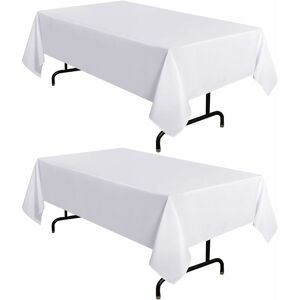 PESCE 2 Pack Beige Tablecloth 60 x 84 Inch, Rectangle 4 Feet Table Cloth - Stain and Wrinkle Resistant Washable Polyester Table Cover for Dining Table,