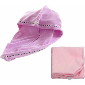 Héloise - 2 pcs Microfiber Hair Dryer Towel Hat, Bath Towel Turban Wrap Super Soft Absorbent Quick Drying for Wet Hair Care - Pink & Purple