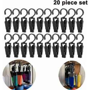 AlwaysH 20pcs Clothes Hooks Clip, Strong Plastic Swivel Hanging Curtain Clips, Clothespins, Beach Towel Clips for Beach/Lounge Chairs - Keep Your