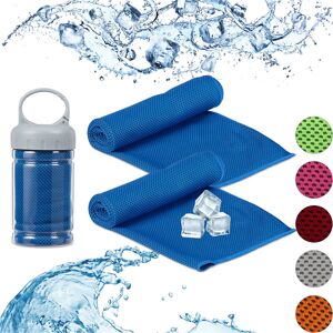 Set of 2 Relaxdays Cooling Towels, Microfibre, Cloth Fresheners, Neck, Sports & Fitness, 90x30 cm, blue