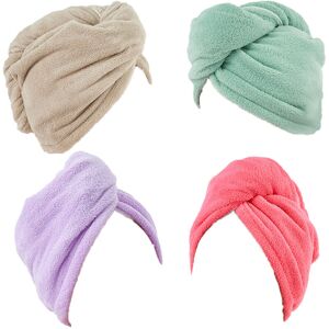 PESCE 4-Pack Express Hair Wrap Towelettes Microfiber Bandanas Wet Hair Wrap Towelettes Quick Dry Beige + Bean Green + Light Purple + Rose Red