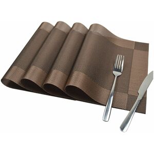HOOPZI 4Pcs Placemats pvc Non-Slip Eco-Friendly Washable Placemats - Placemats for Kitchen, Garden, Dining(Coffee)