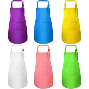 HÉLOISE 6 Pieces Kids Chef Aprons, Kids Apron with 2 Pockets, Adjustable Apron for Cooking, Painting, Holiday Gifts, Apron for Boys and Girls (4-15 Years,