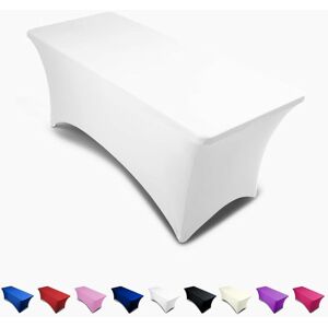 TINOR 6ft Tablecloth Rectangular Spandex Linen - White Table Cloth Table Cover for 6 Foot Folding Table, Wedding Party, Beauty Event Decoration, Kitchen