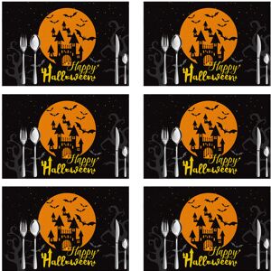 PESCE 6pcs Halloween Decorative Placemats, Linen Durable Table Mats style1