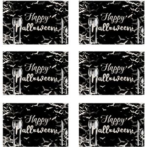 PESCE 6pcs Halloween Decorative Placemats, Linen Durable Table Mats style1