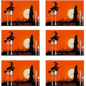 PESCE 6pcs Halloween Decorative Placemats, Linen Durable Table Mats style2