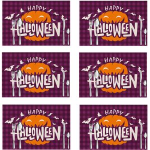 PESCE 6pcs Halloween Decorative Placemats, Linen Durable Table Mats style4