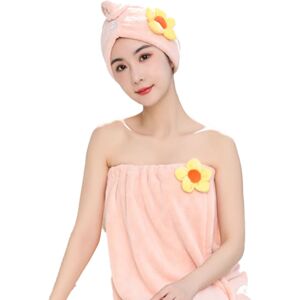 PESCE Absorbent Quick Dry Spa Bath Wrap Shower Skirt and Hair Drying Turban - 2pc Set style5