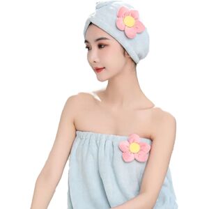 PESCE Absorbent Quick Dry Spa Bath Wrap Shower Skirt and Hair Drying Turban - 2pc Set style7