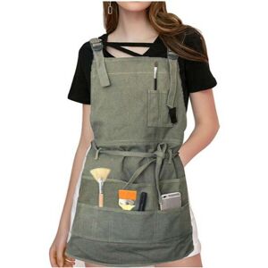 Groofoo - Adjustable Professional Cotton Canvas Bib with Pockets and Waist Ties for Women, Men, Adult, Multifunctional Apron for All Purposes