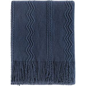 AlwaysHWool Yarn Blanket Diamond Knit Blanket Solid and Soft Sofa Blanket Knit Couch Blanket Decorative Blanket Navy 127x172cm