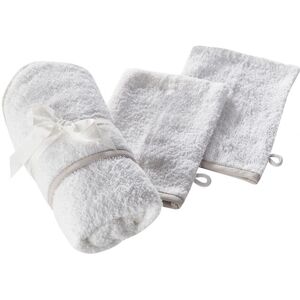 Kinder Valley - Baby Hooded Towel White with 2 pack Wash Mitts White for Bath Time - White