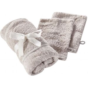 Kinder Valley - Baby Hooded Towel and 2 pack Wash Mitts Grey for Bath Time - Grey