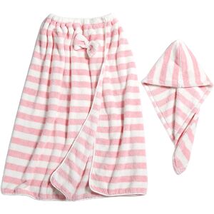 PESCE Bath Wrap for Women, Shower Wrap Soft Spa Towel Wrap Bath Towels Body Wrap+Hair Drying Towel pink
