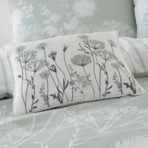 Catherine Lansfield - Meadowsweet Floral Print Piped Edge Filled Cushion, Green, 30 x 40 Cm