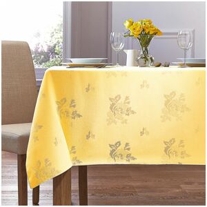 Charlotte Thomas - Cezanne Damask Rose Floral Woven Tablecloth, Lemon, 54 x 54 Inch